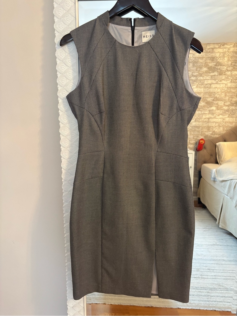 Reiss Sleeveless Charcoal Sheath Dress